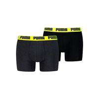 PUMA Lot de 2 Boxers Stretch pour Homme - Confortables et Extensibles, 010 Gris Foncé Chiné/Jaune, XL