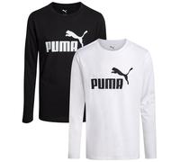 Puma Lot de 2 Chemises à Manches Longues pour garçons - T-Shirts athlétiques à col Rond pour garçons (8 à 20 Ans), Noir/Blanc, 10-12