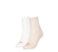 Puma Chaussettes Femme Coton recyclé Logo cœur Oatmeal/White/Peach 39-42 (Lot de 2)