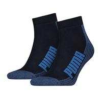 PUMA Lot de 2 paires de chaussettes trois-quarts rembourrées pour homme, bleu, 43-46