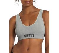 Puma Lot de 2 Soutiens-Gorge de Sport sans Couture pour Femme, Écorce/Gris chiné Clair, Taille L