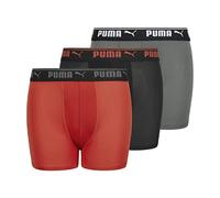 puma Lot de 3 Boxers Performance pour garçon, Rouge/Castlerock, L