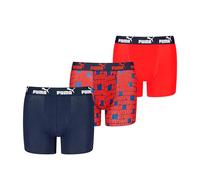 Puma Lot de 3 Boxers pour garçon Elements, Bleu Marine/Rouge, 134-140
