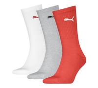 PUMA Lot de 3 paires de chaussettes unisexes à col rond, Rouge/Gris, 35-38
