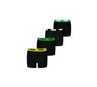 PUMA Lot de 4 boxers pour garçon - En coton bio doux et stretch, Vert/noir, 128