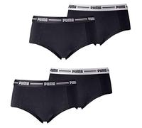 PUMA Lot de 4 mini shorts suspendus pour femme - Tailles XS, S, M, L, XL - Noir/blanc/gris - 57 % coton - Noir - Medium