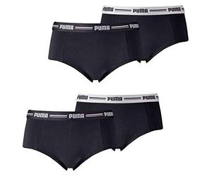 PUMA Lot de 4 mini shorts suspendus pour femme - Tailles XS, S, M, L, XL - Noir/blanc/gris - 57 % coton - Noir - Medium