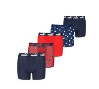 Puma Lot de 5 Boxers imprimés pour garçon, Bleu Marine/Rouge, 134-140