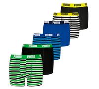 PUMA Lot de 6 boxers pour garçon - En coton stretch - À rayures - Everyday ECOM 6P, Noir/bleu/vert, 122-128