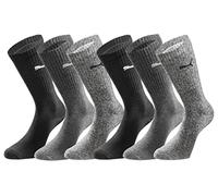 PUMA Lot de 6 paires de chaussettes de sport unisexes, Everyday Premium, Mélange noir et gris, 39-42