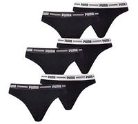 PUMA Lot de 6 strings suspendus pour femme - Tailles XS, S, M, L, XL - Gris / noir / blanc - 57 % coton - Noir - Large