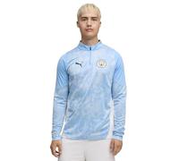 PUMA Manchester City FC T-Shirt d'entraînement à Manches Longues avec Fermeture éclair 1/4 pour Hommes 25/26, Bleu (Team Light Blue x White), M