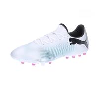 Puma Men Future 7 Play Mg Soccer Shoes, Puma White-Puma Black-Poison Pink, 44.5 EU