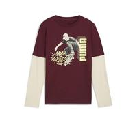 PUMA Mid90s Layered Longsleeve B Chemise, Ruby Shimmer, 128 Garçon