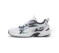 Puma MILENIO Tech, Basket Unisexe, Puma White-Green Moon-New Navy,