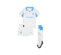 PUMA Minikit Home 25/26 Olympique de Marseille Enfant, Vêtements, Blanc/Azure, 3-4Y 3-4Y