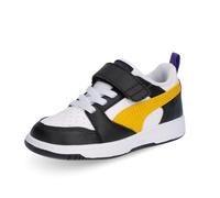 PUMA Mixte bébé Rebound V6 LO AC+ INF Basket, Black-Yellow Sizzle White, 26 EU