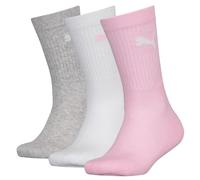 PUMA Mixte enfant Crew Chaussettes, rose-blanc-gris, 31-34 EU, lot de 3 paires