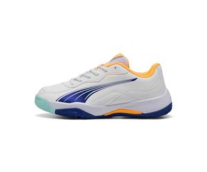 PUMA Mixte Enfant Nova Smash Jr, Puma White Vivid Blue Safe Lake Heat Fire, 38.5 EU