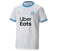 PUMA Mixte enfant Om Home Replica Jr With Sponsor T Shirt, Puma White-bleu Azur, 5-6 ans EU