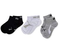 PUMA Mixte enfant Quarter Plain Chaussettes,Blanc / Gris / Noir,23-26