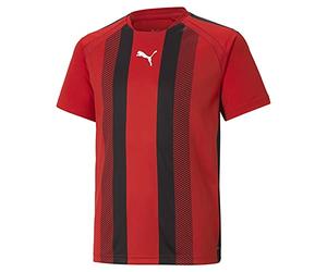 PUMA Mixte enfant Teamliga Striped Jersey Jr Shirt, Puma Rouge-puma Noir-puma Blanc, 116 EU