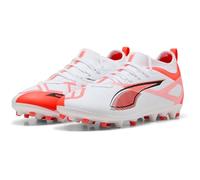 PUMA Mixte Enfant Ultra 5 Match MG Jr, Puma White Puma Black Glowing Red, 29 EU