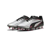 PUMA Mixte King Pro FG/AG Chaussure de Football, Silver Black-Sun Struck White, 45 EU