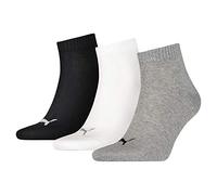 PUMA Mixte Quarter Plain Chaussettes, Gris / Blanc / Noir, 35-38