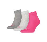 PUMA Mixte Quarter Plain Chaussettes, Gris / Rose, 35-38