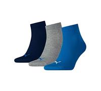 PUMA Mixte Quarter Plain Chaussettes, Multicoloured (Blue / Grey Melange), 39-42