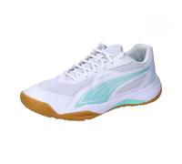 PUMA Mixte Solarflash III W+ Indoor Court Shoe, White-Electric Peppermint, 38.5 EU