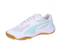 PUMA Mixte Solarflash III W+ Indoor Court Shoe, White-Electric Peppermint, 44 EU