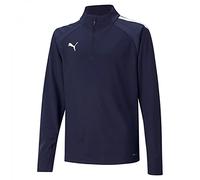 PUMA Mixte Team Liga Sweatshirt, Bleu Marine / Blanc, 152 EU