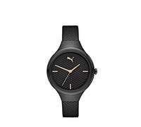 Puma Montre Femme Contour PU, Maille Noire/dorée, Sangle