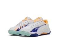 PUMA Nova Smash JR Chaussure de Tennis, White-Vivid Blue-Safe Lake-Heat Fire, 34.5 EU