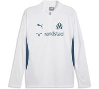 PUMA Maillot d'entraînement avec Fermeture éclair Courte Olympique de Marseille pour Homme M White Ocean Tropic Blue