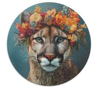 Puma Portant Une Grande Couronne de Fleurs Cadeau Unique Décoration Intérieure Jeu ÉduChatif Challenge Toy Adultes & Enfants des 14 Ans 1000pcs (67.5x67.5cm)