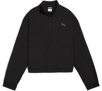 Puma Puma Black Womens Her Relaxed Woven 1/2 Zip Crew Sweatshirt