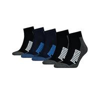 Puma Quarter Chaussettes, Bleu/Noir, 35/38 (Lot de 5) Unisexe