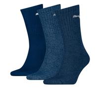 PUMA Chaussettes Crew Homme - 3 paires - Coton riche, Bleu marine - Taille 35-38
