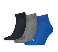 PUMA Quarter en Coton recyclé uni Chaussette, Mélange de Bleu/Gris, 43-46 (Lot de 3) Mixte