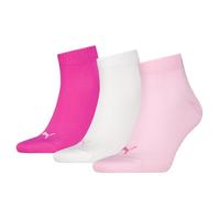 PUMA Quarter en Coton recyclé uni Chaussette, Pink Lady, 35-38 (Lot de 3) Mixte