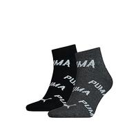 Puma Quarter Chaussettes, Noir/Blanc, 39/42 (Lot de 2) Unisexe