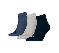 Puma - Quarter Plain 3P, Chaussettes de Sport - Mixte Adulte, Lot de 3, Multicolore (Navy/Grey/Nightshadow Blue), 39/42
