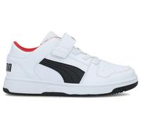 Puma Rebound Layup Lo PS Chaussures Enfant Cuir Blanc/Noir/Rouge À Enfiler
