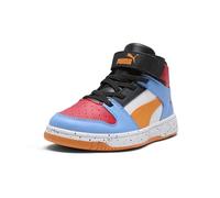 Puma Rebound Layup Mid Hook and Loop Shoes Basket, White Rickie Orange Team Bleu Clair Noir Ss25, 28 EU