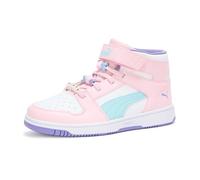 Puma Rebound Layup Mid Hook and Loop Shoes Basket, White-Whisp of Pink-Light Aqua Ss25, 29 EU
