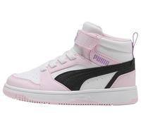 Puma Rebound V6 Mid AC+ PS Sneaker, Blanc/Noir-Rose nacré, 10 UK Enfant, Puma White Puma Black Pearl Pink, 28 EU
