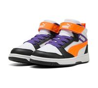 PUMA Rebound V6 Mid AC+ PS Sneaker, White-Orange GLO Black, 30.5 EU